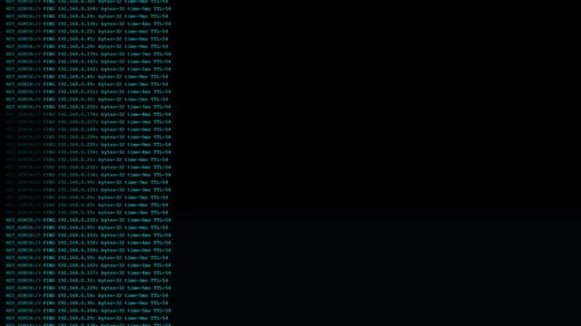 Cyber Network Trace Ping IP Address Blue Terminal 4K Loop