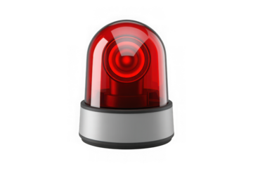 Bright red emergency siren light with silver base for alerts and warnings