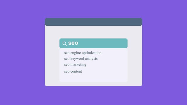 SEO Keyword Suggestion: Digital interface illustrates a search for 'SEO', revealing a list of relevant terms for search engine optimization.