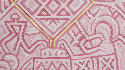 Ethiopian art featuring bold purple designs and symbols representing cultural heritage and identity