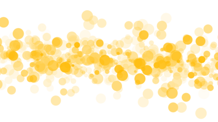 Golden bokeh lights scattered across a dark space beautiful abstract background on transparent background