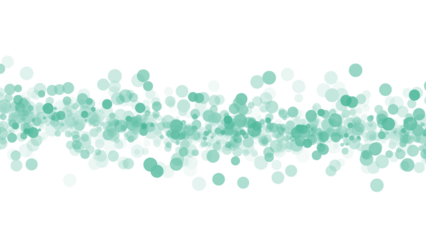 Abstract teal bokeh lights and particle effect design element on transparent background