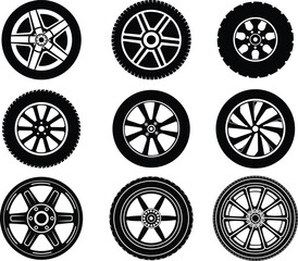 Car wheel Eps, Vector Images Black and White