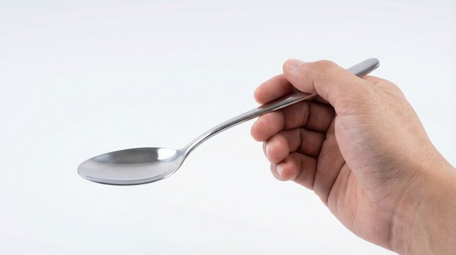 Hand Holding Stainless Steel Tablespoon