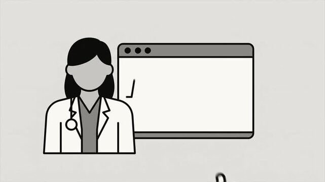 doctor use technology for diagnosis Flat 2D vector outline illustration animation