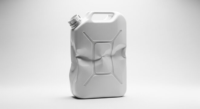 Imploded White Plastic Jerry Can Mockup with Vacuum Damage - 3D Render