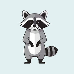 Cartoon Raccoon Standing Upright