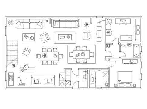 Mobiliario CAD en Vista Superior &ndash; Furniture Plan View Vector