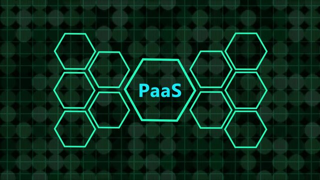 Paa S Platform as a Service Hexagonal Infographic with with gears Background PaaS cloud computing,Futuristic PaaS Interface with Cloud Development Elements in Ultra HD