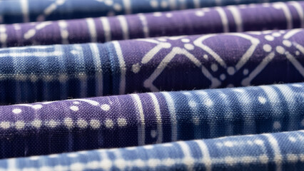 Adire fabric in soft lavender tones with subtle patterns showcasing traditional textile art