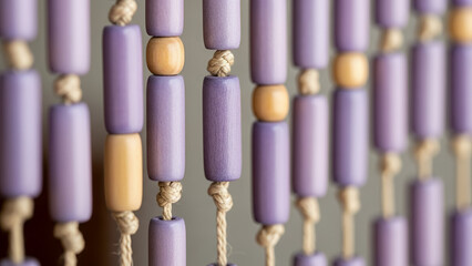 Bamboo beaded curtains featuring  beads creating a vibrant decorative element for any space