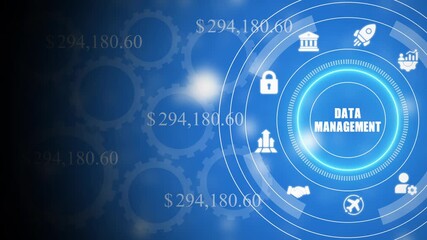 Data Management Concept with Financial and Technological on Blue Background financial data technology - Powered by Adobe