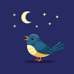 Nighttime Bird Singing Under Stars