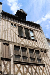 facade of an half timbered house in Orleans, France 