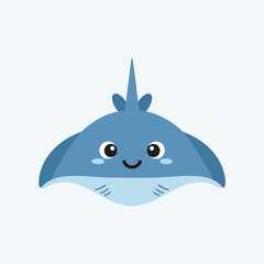 Smiling Manta Ray Cartoon Character