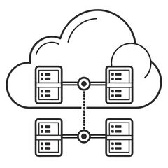 Cloud Computing Server and Data Storage Flat Vector Icon