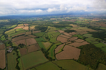 Aerial view of the fields of North Devon , England	