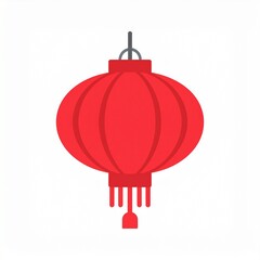 Obraz premium Bright Red Chinese Paper Lantern Hanging Isolated on White Background for Festivals and Celebrations