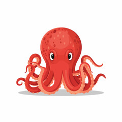 Cute Cartoon Red Octopus