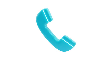 Glowing cyan telephone receiver isolated on transparent background