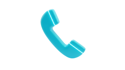Glowing cyan telephone receiver isolated on transparent background