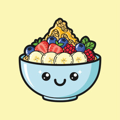 Cartoon Fruit Salad Bowl