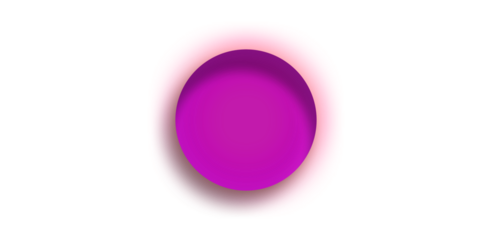 A bright, purple-hued sphere centered on a white background, casting a soft shadow. A faint pink glow