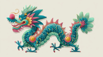 Mystical Dragon: An enchanting illustration of a vibrant dragon, showcasing intricate detail and a captivating design. Its scales shimmer with a palette of colors.