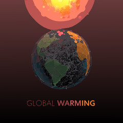 A fragmented earth beneath a scorching sun illustrating global warming s impact