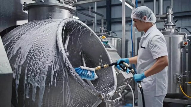 Industrial Cleaning Process in a Food Manufacturing Facility Using
