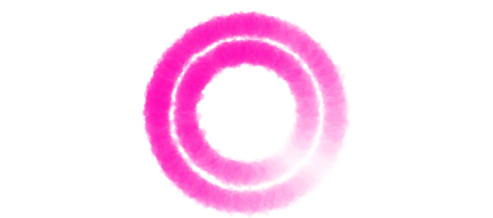 Two concentric pink circles with a soft, smoky texture on a white background. The circles