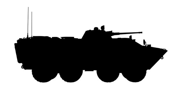 Modern military armored vehicle in sleek silhouette