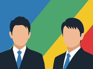 Fototapeta premium Diverse Business Team Collaboration Concept Two Anonymous Men in Suits Celebrating Success Against Colorful Background