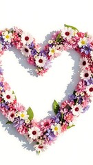 Heart shaped floral arrangement with colorful flowers