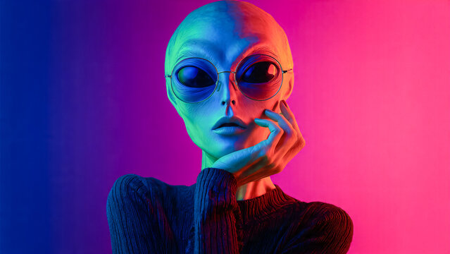 Femme extra-terrestre posant pour un portrait en studio