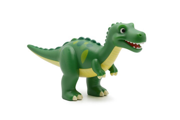 Fototapeta premium Cute Green Cartoon Dinosaur Toys Isolated on White Background