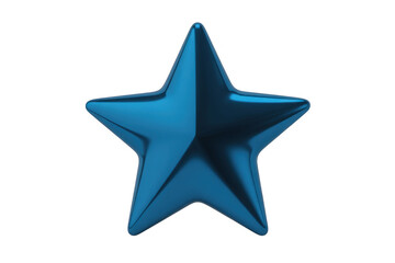 Fototapeta premium Blue metallic star shape on black isolated on a transparent background