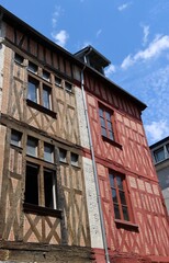 old brick and wooden buildings in Orleans, France 