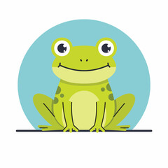 Happy Cartoon Frog Sitting