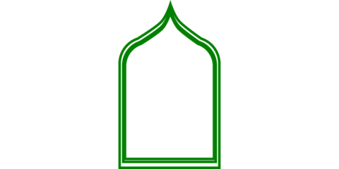 Green Islamic Arch Outline Frame with Elegant Triple Border Design, Ideal for Festive and Cultural Artwork