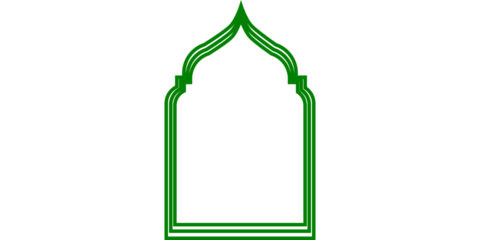 Ornate Green Islamic Arch Outline Frame with Intricate Triple Border Design, Ideal for Religious and Cultural Events