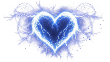 Electric heart illumination isolated on transparent background