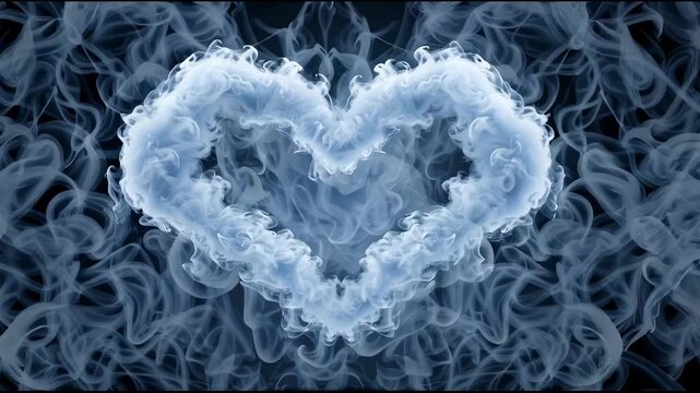 Blue heart shaped smoke fire