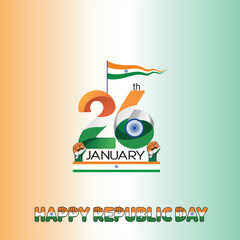 Republic Day India Graphic Design with Indian Flag, Modern Bold Typography and Green Orange White Theme