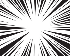 Obraz premium Manga comic explosion, motion or movement effect, vector background. Manga anime cartoon radial speed lines and abstract pattern for comic book burst, flash ray or explode bang action