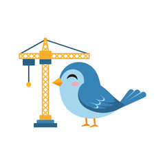 Blue Bird Near Crane