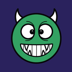 Mischievous Green Emoji Smile