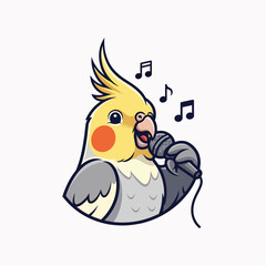 Cockatiel Singing into Microphone