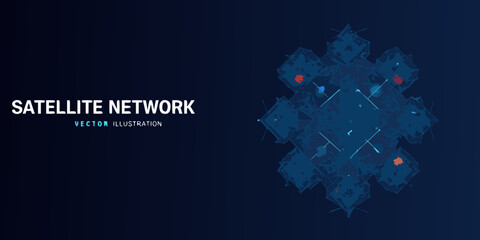 Satellite network sector illustration with a dark blue background © Ankan