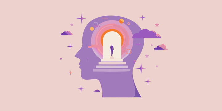 A silhouette within a head outline representing inner peace and self discovery